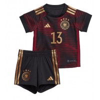 Koszulka piłkarska Niemcy Thomas Muller #13 Strój wyjazdowy dla dzieci MŚ 2022 tanio Krótki Rękaw (+ Krótkie spodenki)